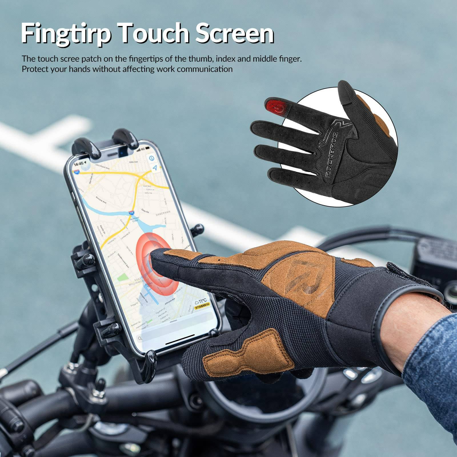 ROCKBROS Motorradhandschuhe Winddichte Touchscreen Herren Handschuhe - ROCKBROS-EU