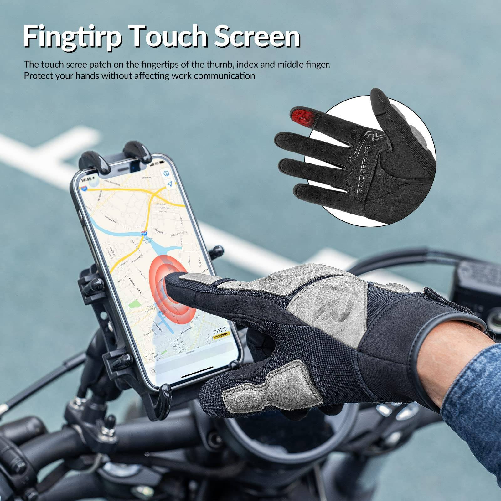 ROCKBROS Motorradhandschuhe Winddichte Touchscreen Herren Handschuhe - ROCKBROS-EU