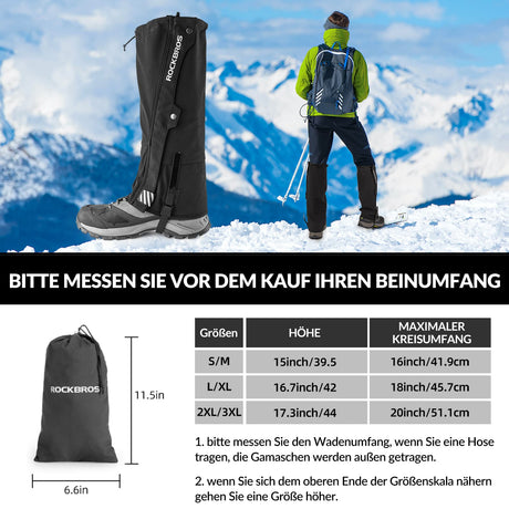 ROCKBROS Outdoor Gamaschen wasserdichte Schnee Gaiter für Herren Damen - ROCKBROS-EU