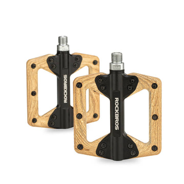 holz pedale fahrrad ROCKBROS Pedale CNC Alu Flat Pedale mit 3 abgedichtete Lager Holzfarbe – ROCKBROS-DE