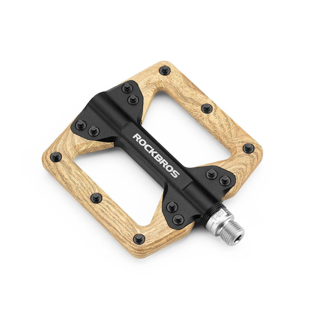 rockbros pedale erfahrung ROCKBROS Pedale CNC Alu Flat Pedale mit 3 abgedichtete Lager Holzfarbe – ROCKBROS-DE