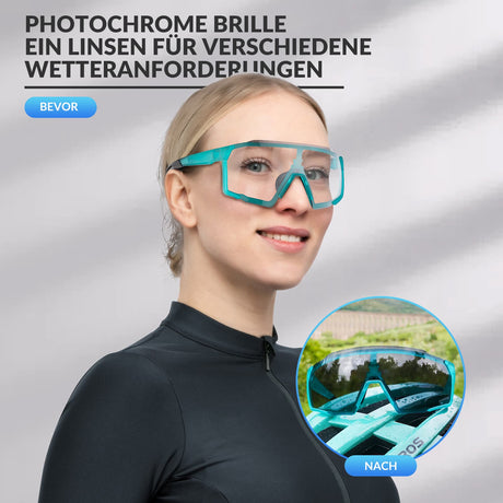 ROCKBROS Photochrome Brille HD Fahrradbrille für Outdoor-Aktivitäten Blau - ROCKBROS-EU