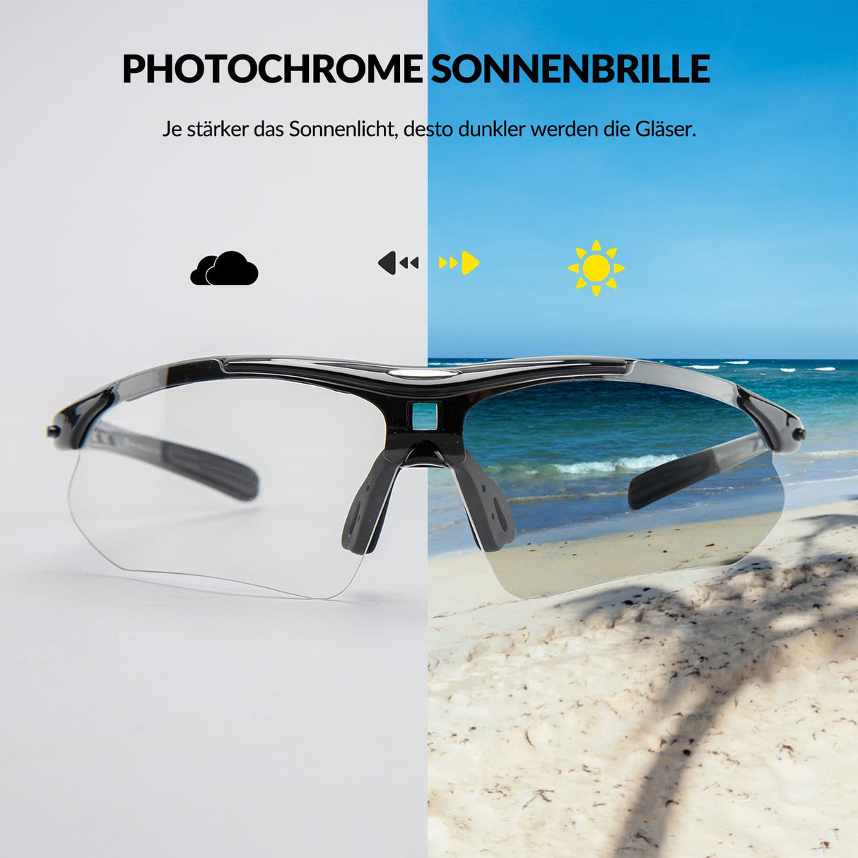 ROCKBROS Photochromic Sportbrillen Mit Austauschbarem Elastischem Stirnband - ROCKBROS-EU