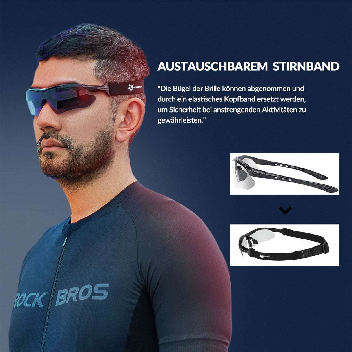 ROCKBROS Photochromic Sportbrillen Mit Austauschbarem Elastischem Stirnband - ROCKBROS-EU