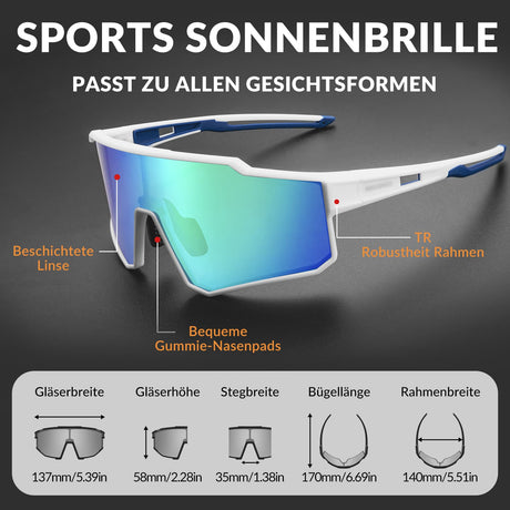 ROCKBROS Polarisiert Fahrradbrille Sport Sonnenbrille für Outdoorsport - ROCKBROS-EU