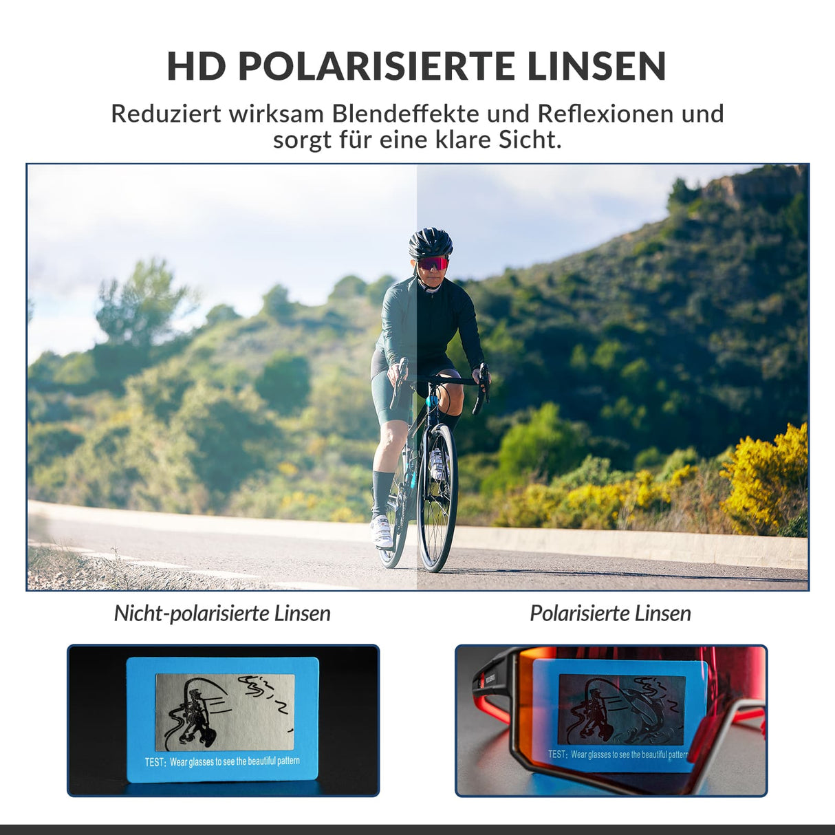 ROCKBROS Polarisiert Fahrradbrille Sport Sonnenbrille für Outdoorsport - ROCKBROS-EU