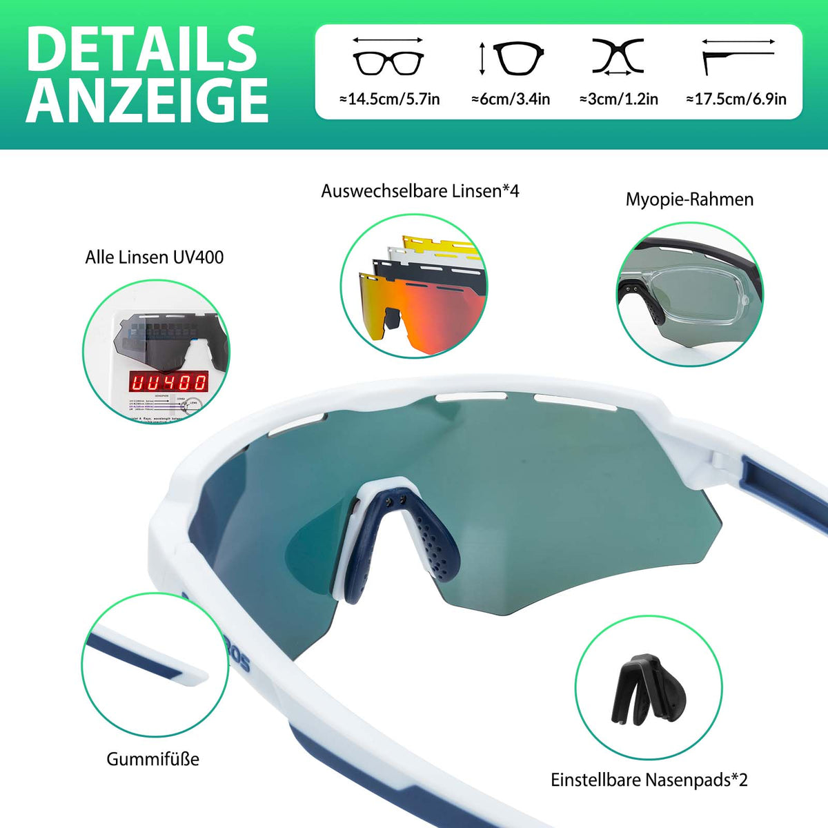fahrradbrille austauschbare gläser Polarisierte Fahrradbrille: 4 Wechselgläser – ROCKBROS-DE