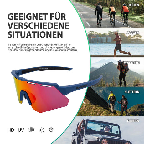 ROCKBROS Polarisierte Fahrradbrille mit 4 Wechselgläser - ROCKBROS-EU