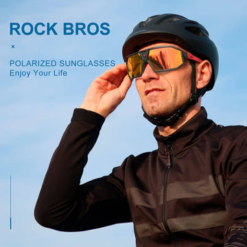 fahrradbrille schwarz ROCKBROS Polarisierte Sonnenbrille Fahrradbrille Unisex Schwarz-Rot – ROCKBROS-DE