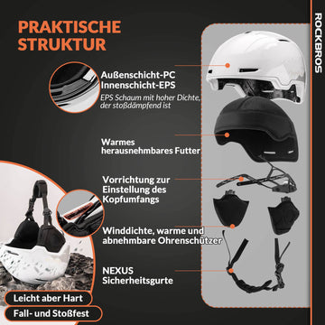 skifahren mit fahrradhelm ROCKBROS-Qunature Skihelm mit Ohrenschützern Schneehelm für Skifahren –  ROCKBROS-DE