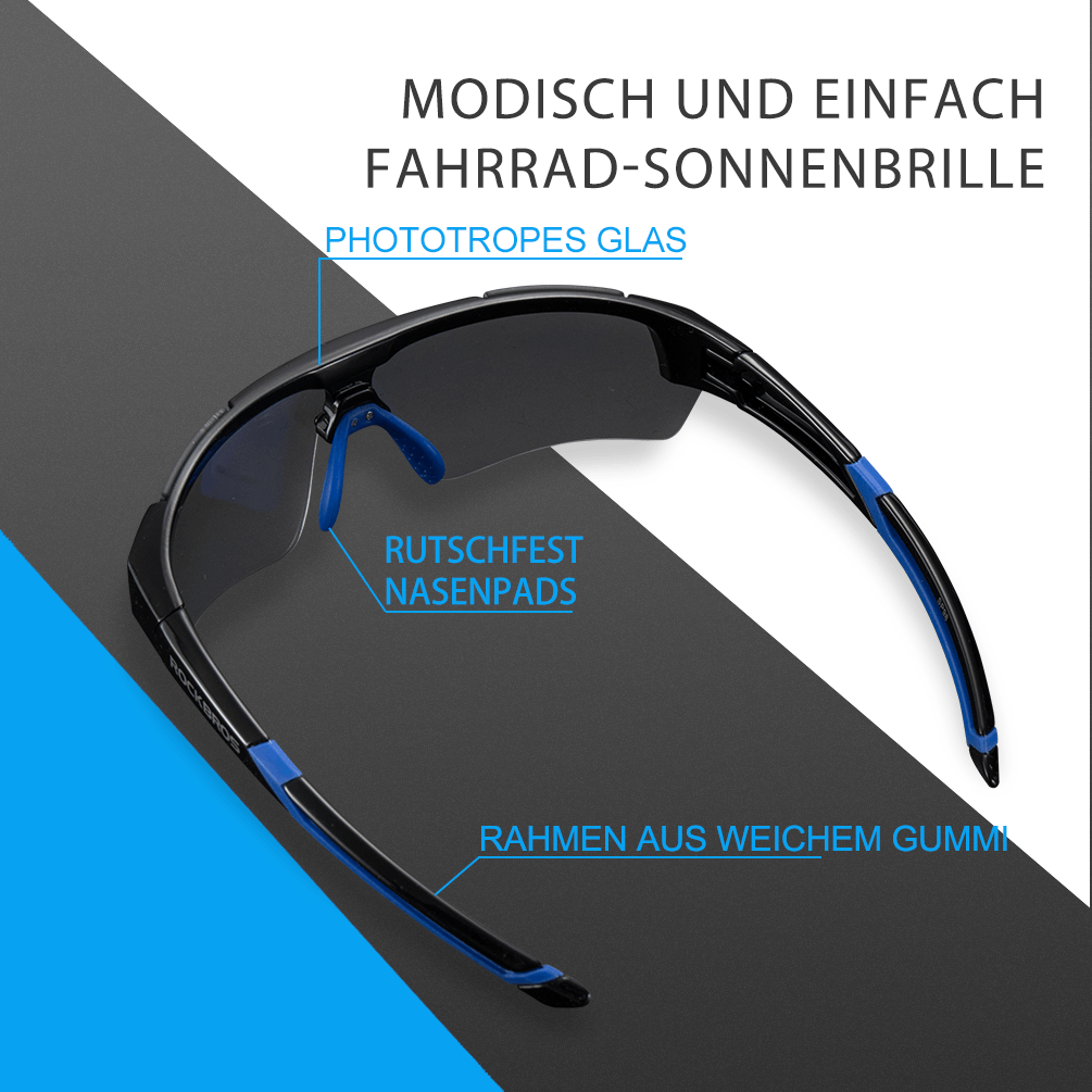 ROCKBROS Radbrille Sonnenbrille Halbrahmen Photochromatische Brille - ROCKBROS-EU