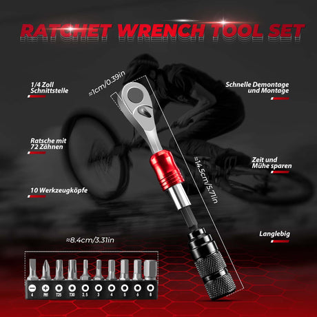 ROCKBROS Ratschenschlüssel Set 1/4 Zoll Mini Reparatur Werkzeug - ROCKBROS-EU