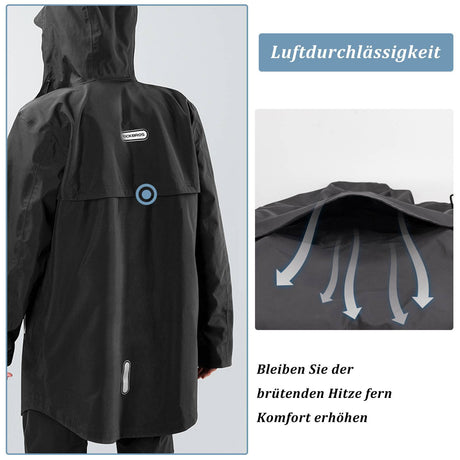 ROCKBROS Regenmantel Wasserdichter Regenponcho Verlängerte Regenjacke - ROCKBROS-EU