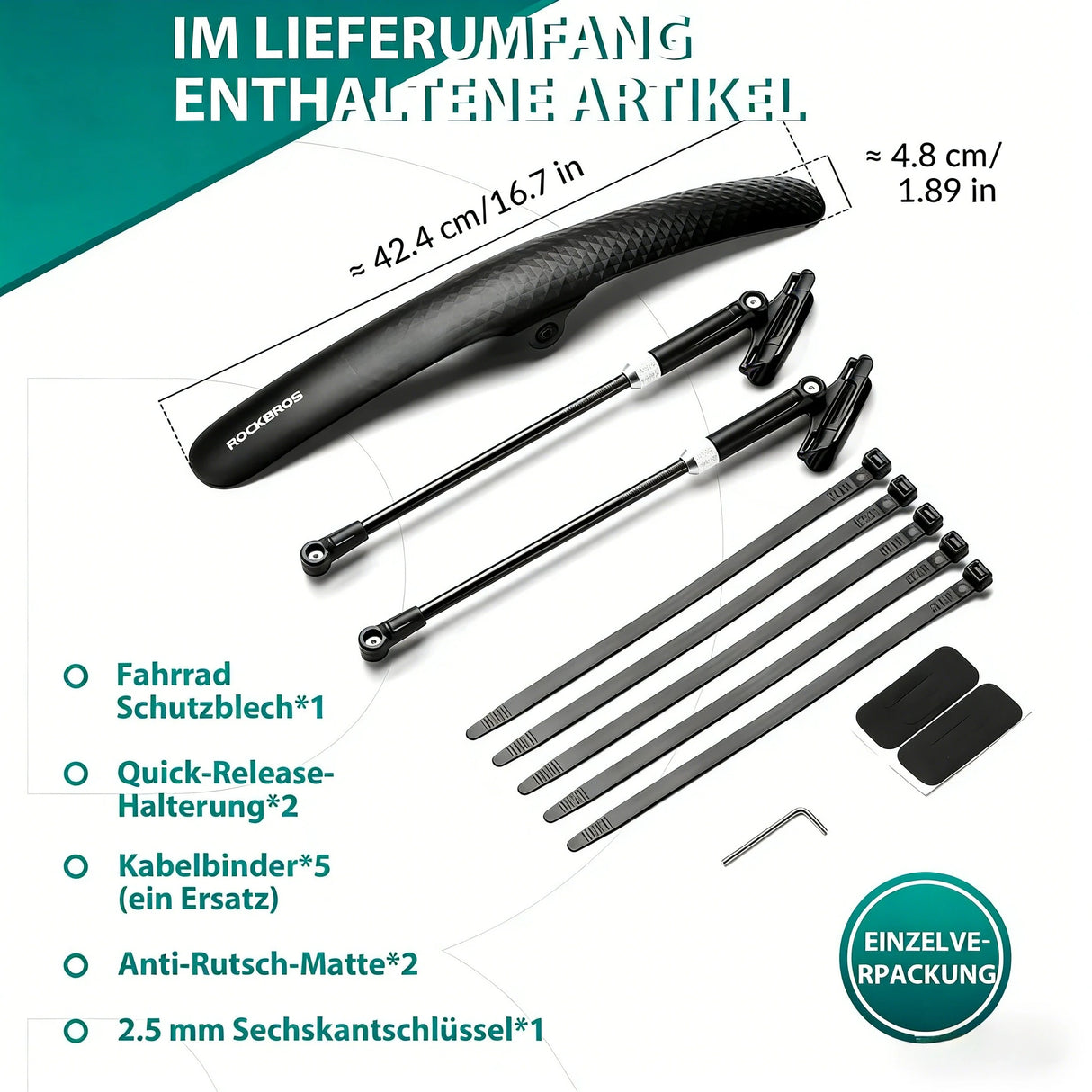 ROCKBROS Rennrad Schutzblech Set für 27,5 Zoll Fahrräder Quick-Release