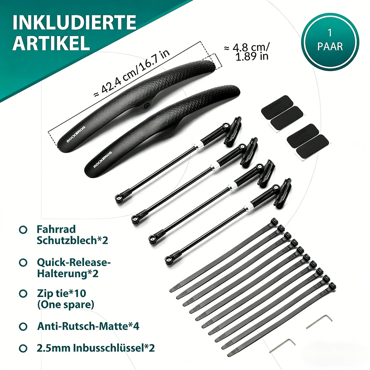 ROCKBROS Rennrad Schutzblech Set für 27,5 Zoll Fahrräder Quick-Release
