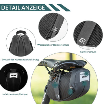 rennrad rucksack oder satteltasche ROCKBROS Satteltasche für MTB Rennrad Werkzeugtasche mit Rücklichthalt –  ROCKBROS-DE