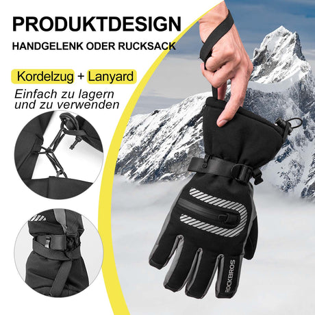 ROCKBROS Skihandschuhe 2 in 1 Winddicht Warme Handschuhe Schwarz M-2XL - ROCKBROS-EU