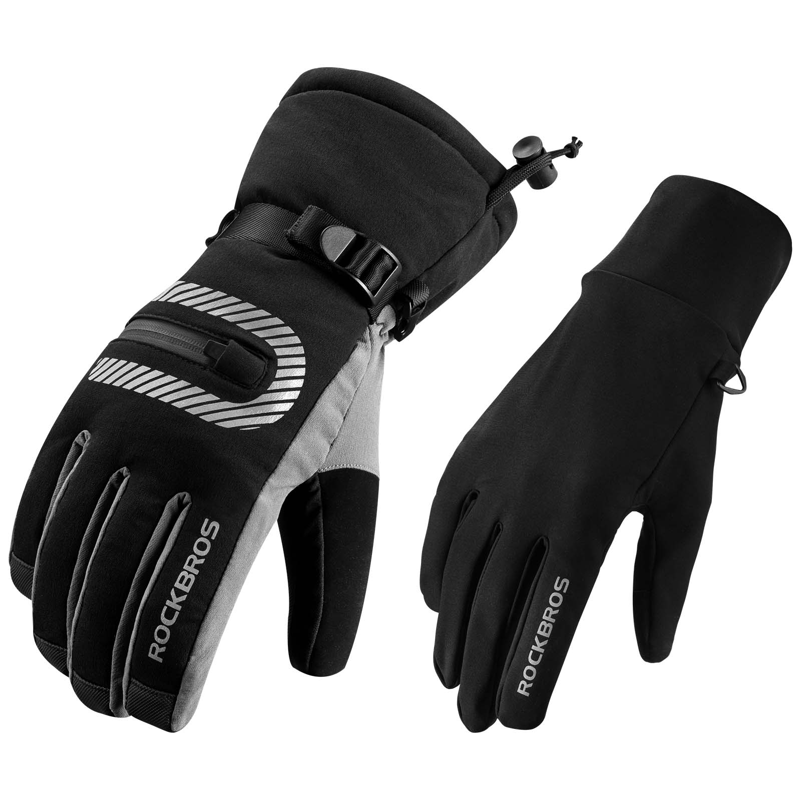dünne handschuhe skifahren ROCKBROS Skihandschuhe 2 in 1 Winddicht Warme Handschuhe Schwarz M-2XL – ROCKBROS-DE