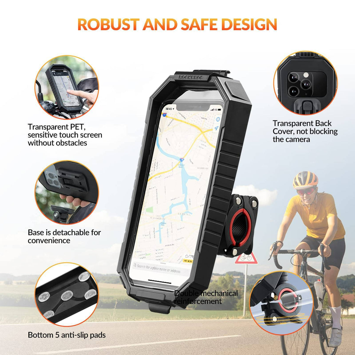 iphone halterung für rennrad ROCKBROS Smartphone Halterung 360° Drehbar für 6,8 Zoll Smartphone – ROCKBROS-DE
