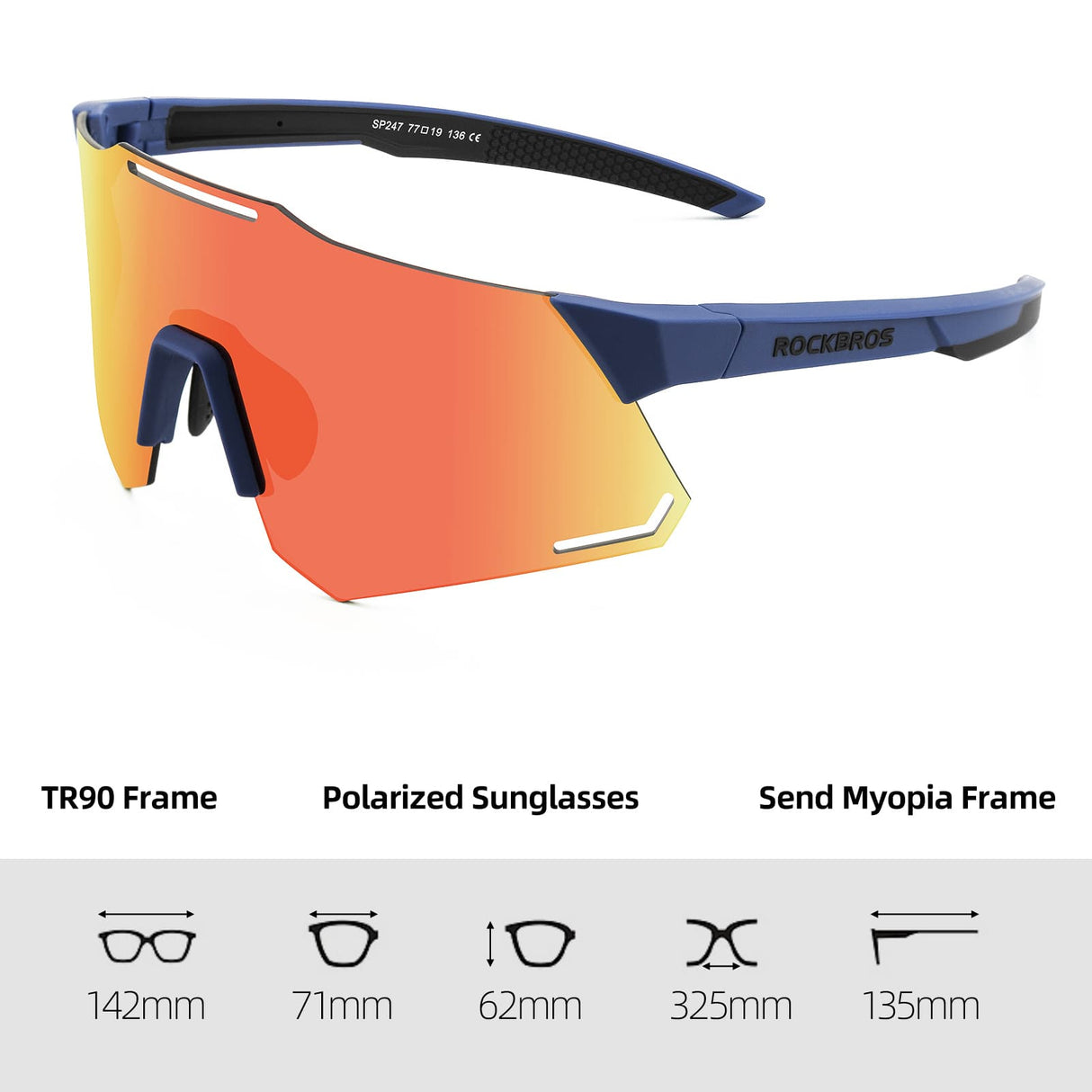 ROCKBROS Sonnenbrille UV400 Schutz Radsportbrille für Damen/ Herren - ROCKBROS-EU