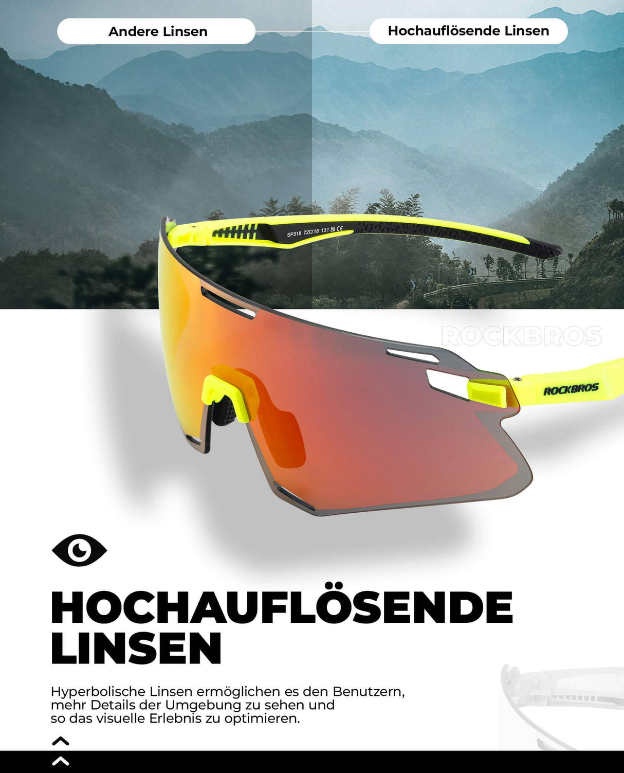 ROCKBROS Sonnenbrille Winddichte Fahrradbrille für Outdoor-Sportarten - ROCKBROS-EU