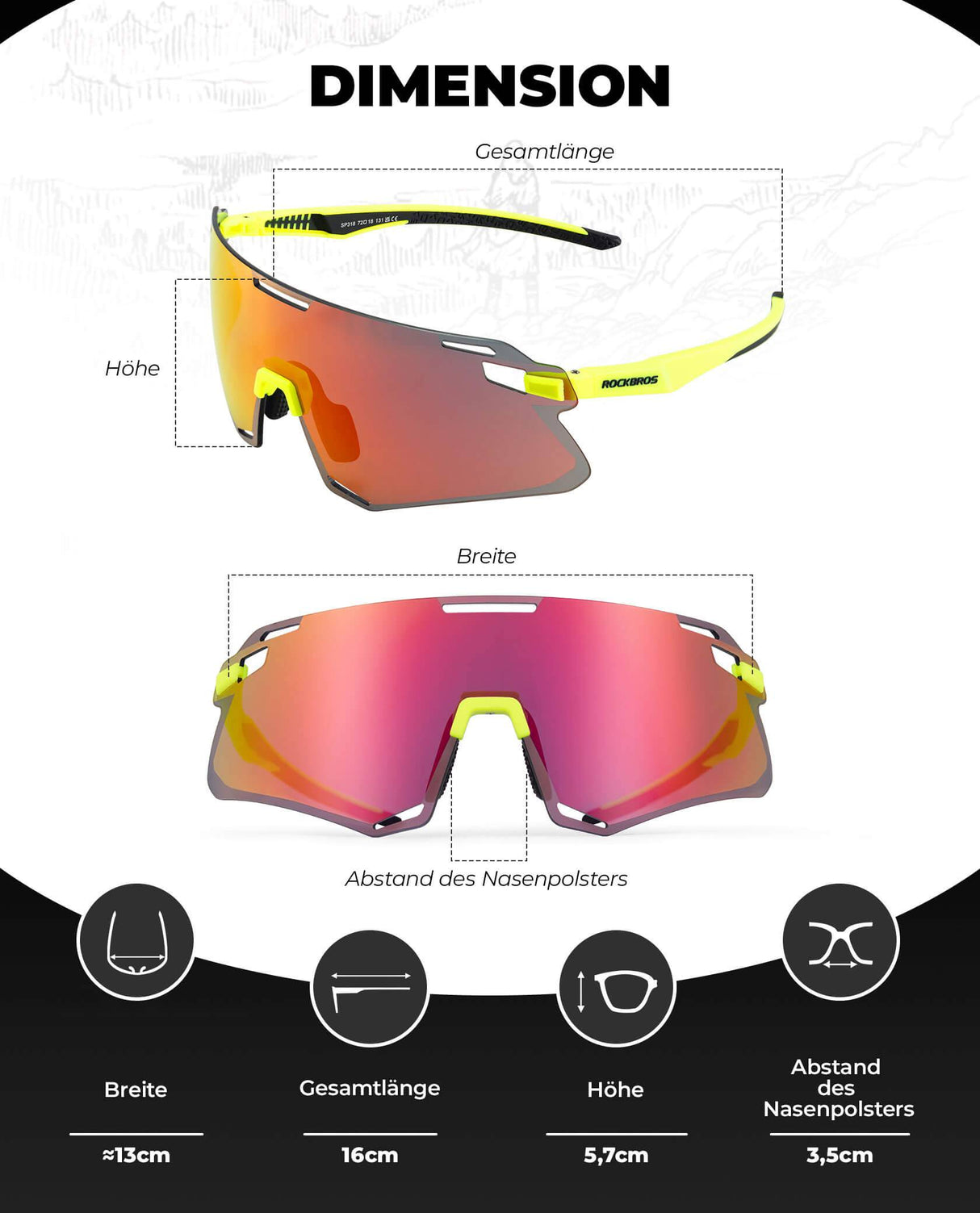 ROCKBROS Sonnenbrille Winddichte Fahrradbrille für Outdoor-Sportarten - ROCKBROS-EU