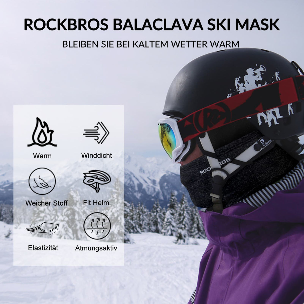 ROCKBROS Sturmhaube Herbst Winter Balaclava für Outdoorsports Unisex