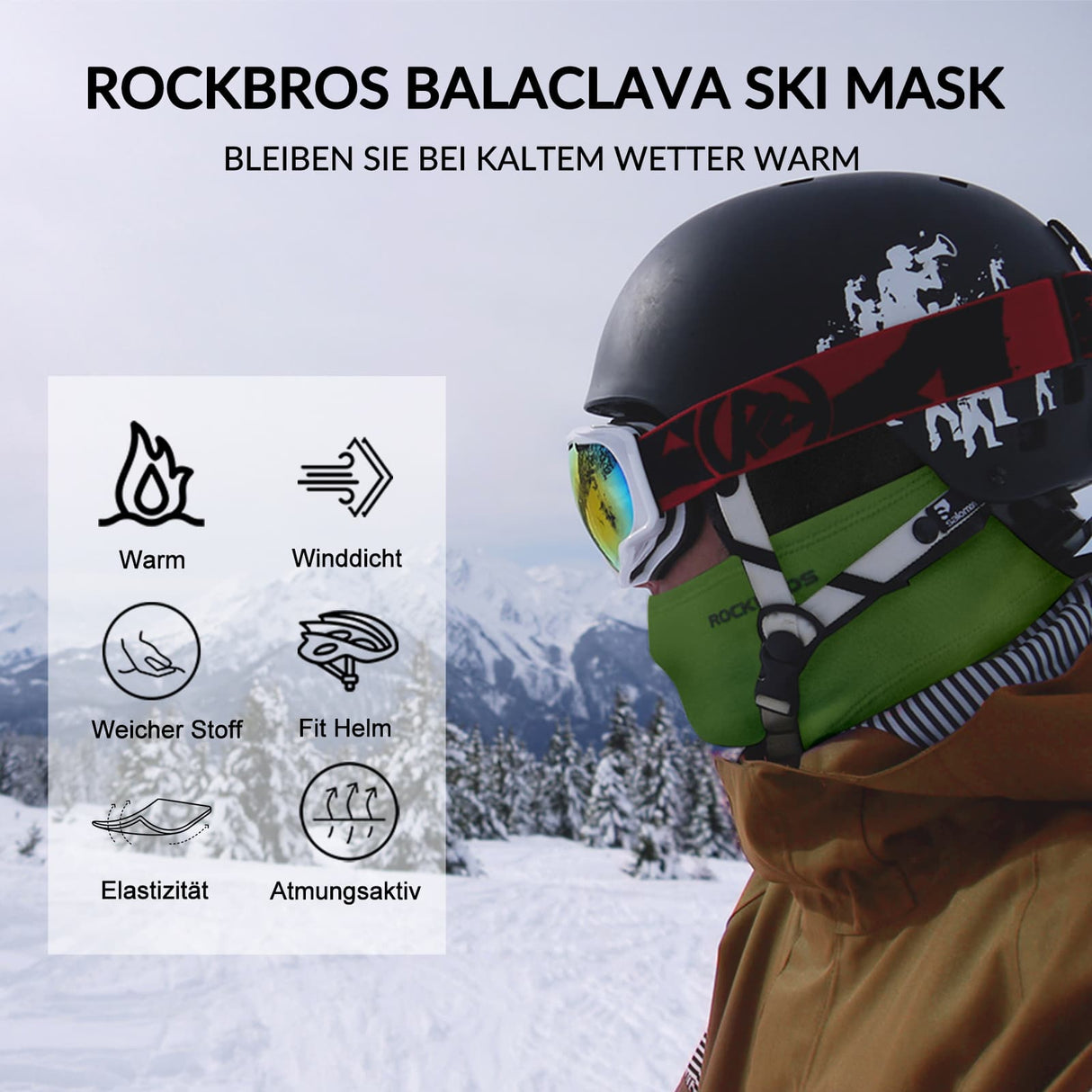 ROCKBROS Sturmhaube Herbst Winter Balaclava für Outdoorsports Unisex