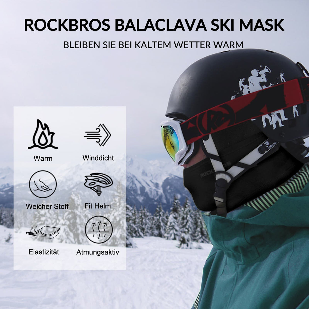 ROCKBROS Sturmhaube Herbst Winter Balaclava für Outdoorsports Unisex