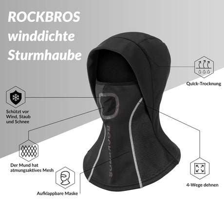 ROCKBROS Sturmhaube mit atmungsaktivem Mesh für Outdoorsports Unisex - ROCKBROS-EU