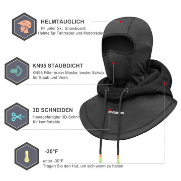 fahrrad maske kaufen ROCKBROS Sturmhaube Winddicht Fahrrad Full Face Gesichtshaube für Radf –  ROCKBROS-DE