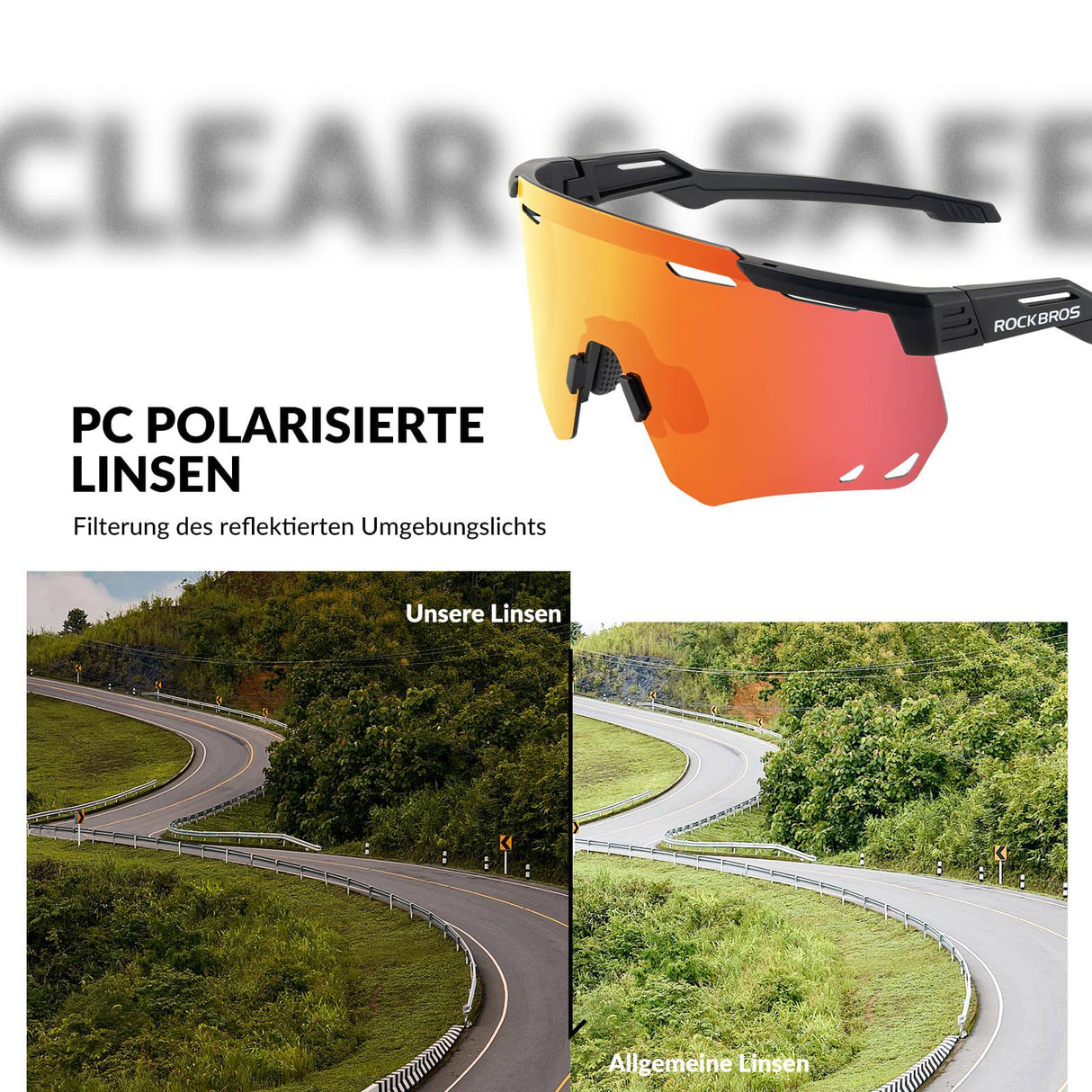 ROCKBROS Ultraleicht Fahrradbrille Sonnenbrille mit UV400-Schutz - ROCKBROS-EU