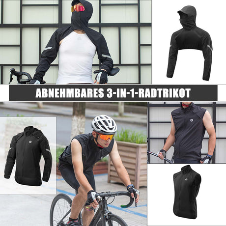 ROCKBROS Winddichte Fahrrad Jacke mit abnehmbarem Ärmel Softshelljacke - ROCKBROS-EU