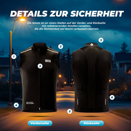 ROCKBROS Windweste Radsport Warnweste Ärmellose - ROCKBROS-EU