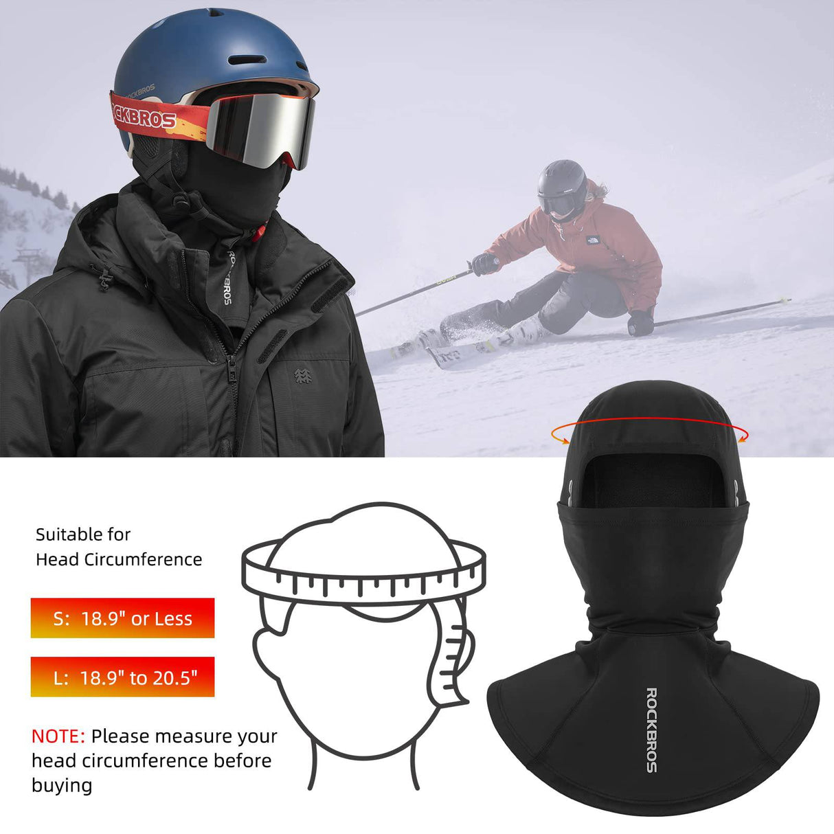 ROCKBROS Winter Balaclava Herren Winddicht Sturmmaske Outdoorsports - ROCKBROS-EU