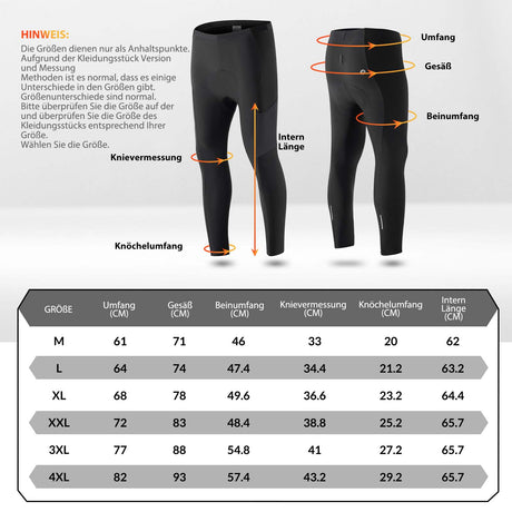 ROCKBROS Winter Fahrrad Lange Hose Elastische Radhose Herren/Damen M-4XL - ROCKBROS-EU