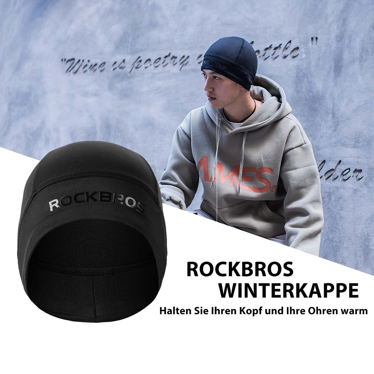 ROCKBROS Winter Fahrrad Mütze Helm Unterziehmütz Unisex - ROCKBROS-EU