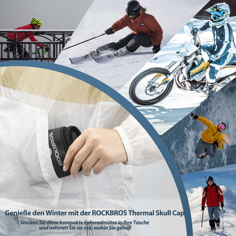 ROCKBROS Winter Fahrrad Mütze Winddicht Helmmütze mit Brillenlöcher - ROCKBROS-EU