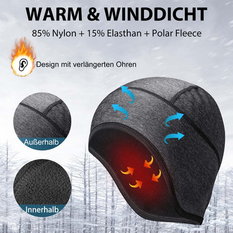 ROCKBROS Winter Fahrradmütze Helm Unterziehmütze mit reflektierendes Logo - ROCKBROS-EU