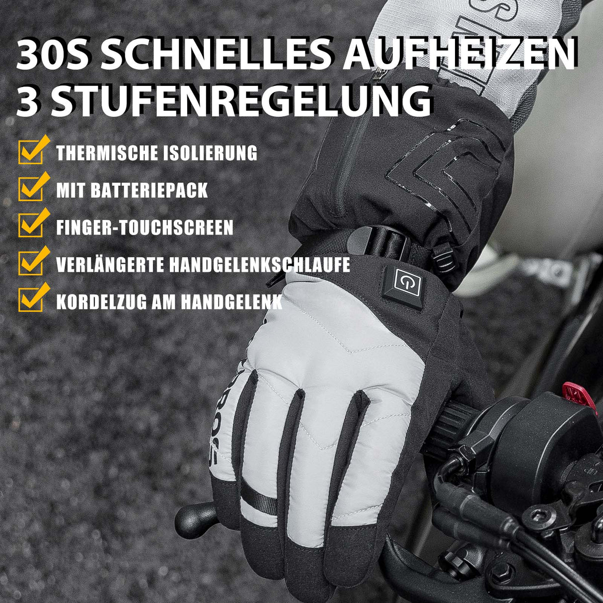 ROCKBROS Winter Handschuhe Beheizbare Fahrradhandschuhe mit Batterie M-XL - ROCKBROS-EU