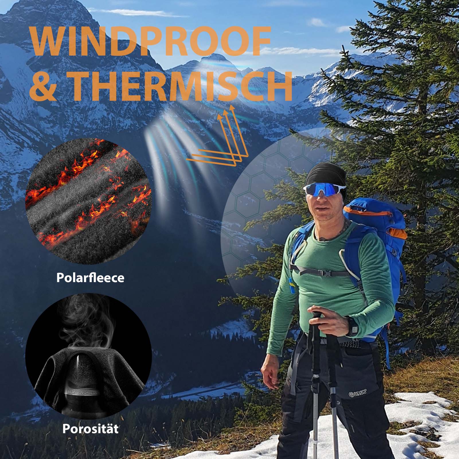 ROCKBROS Fahrradmütze Für Herren & Damen – Winddicht, Warm, Als Unterziehmütze Unter Helm Geeignet