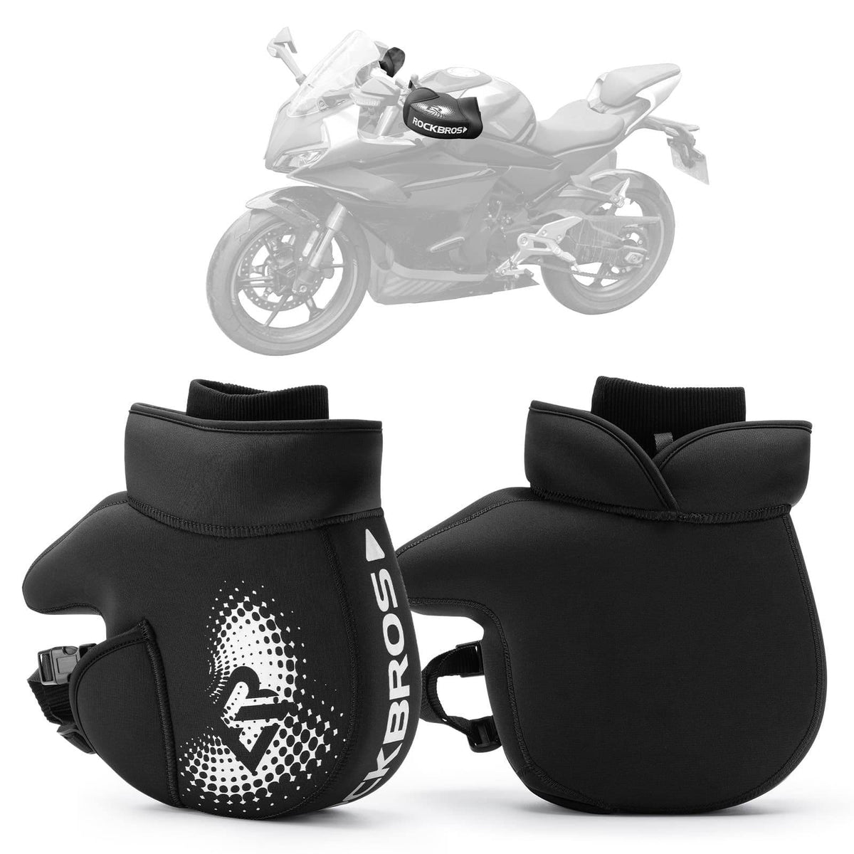 motorrad thermo handschuhe ROCKBROS Winter Lenkerstulpen Winddicht Motorrad Handschuhe Schwarz –  ROCKBROS-DE