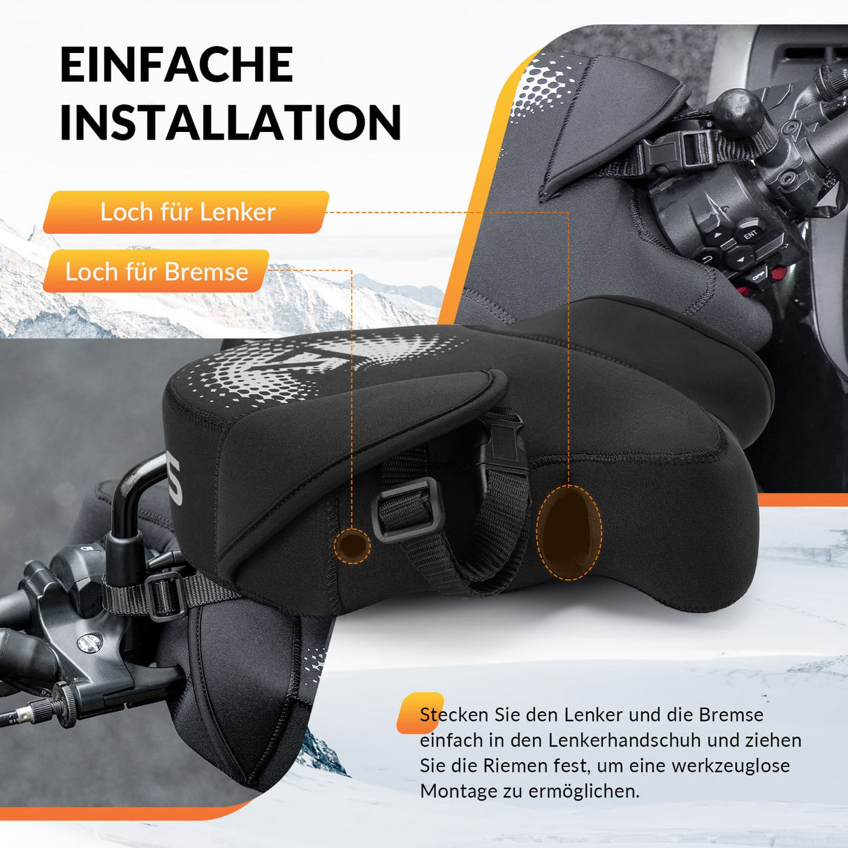 ROCKBROS Winter Lenkerstulpen Winddicht Motorrad Handschuhe Schwarz - ROCKBROS-EU