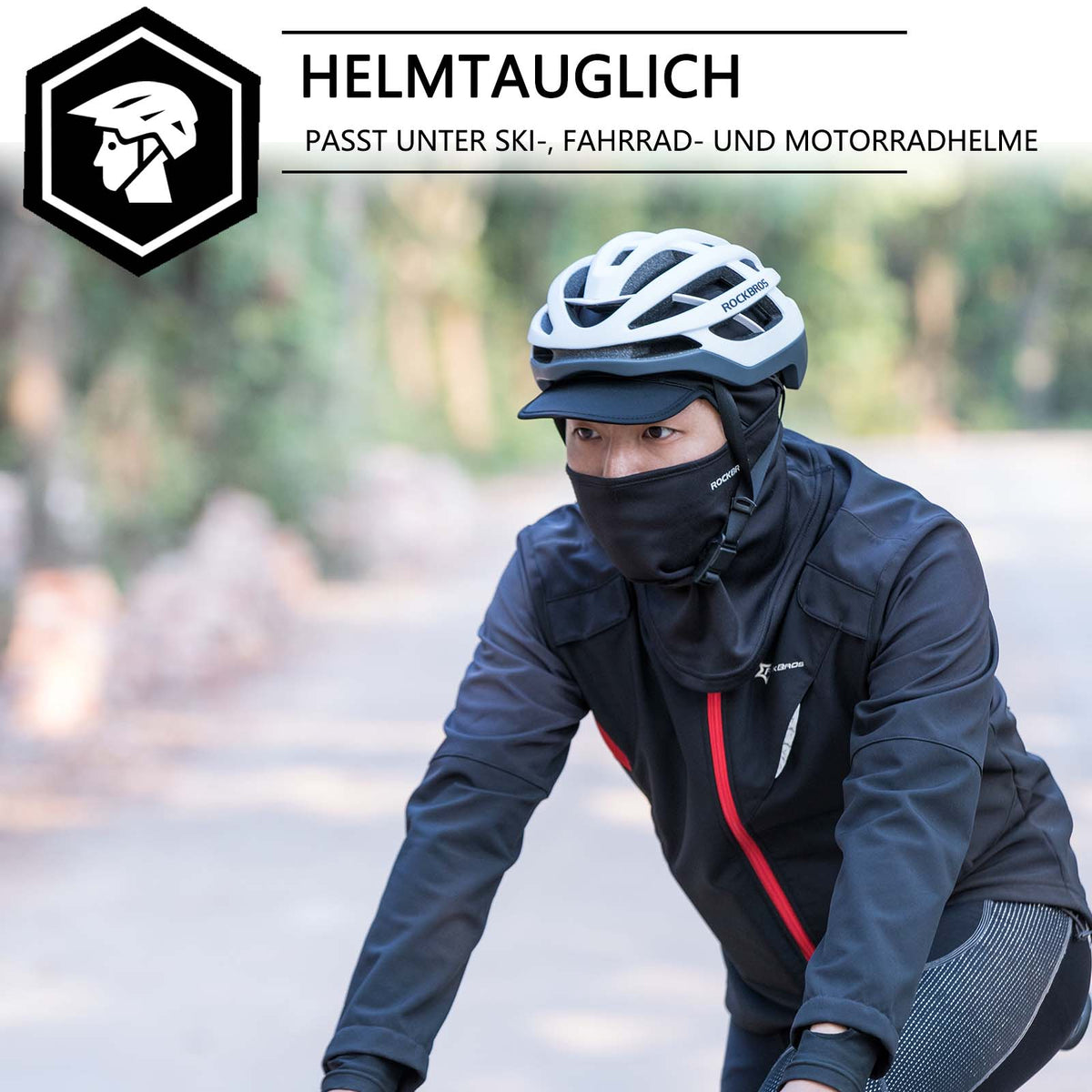 sturmhaube unter fahrradhelm ROCKBROS Winter Balaclava Balaclava Warm Balaclava Unisex Black