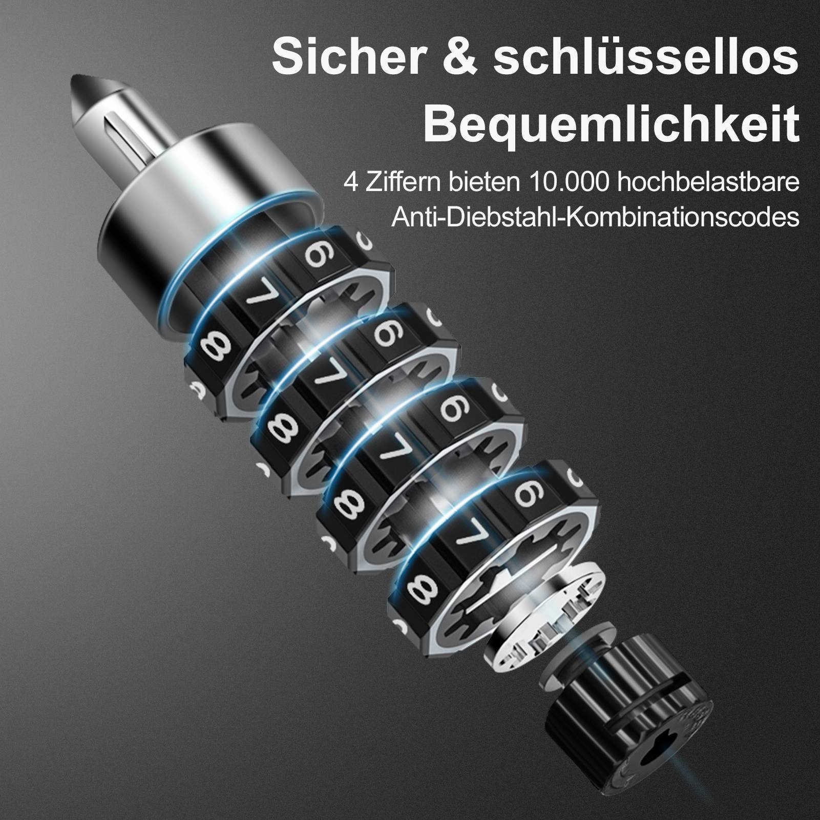 ロック ROCKBROS combination lock with 4-digit number code, 96 cm long