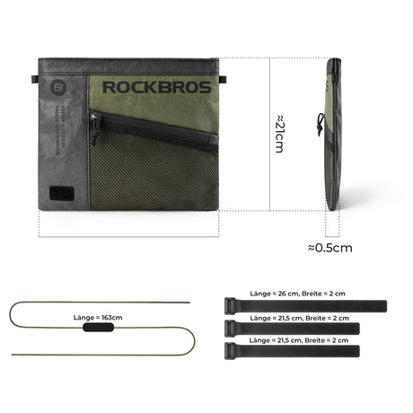 ROCKBROS 2-in-1 Lenkertasche Umhängetasche aus Tyvek® mit Schultergurt 1.5L