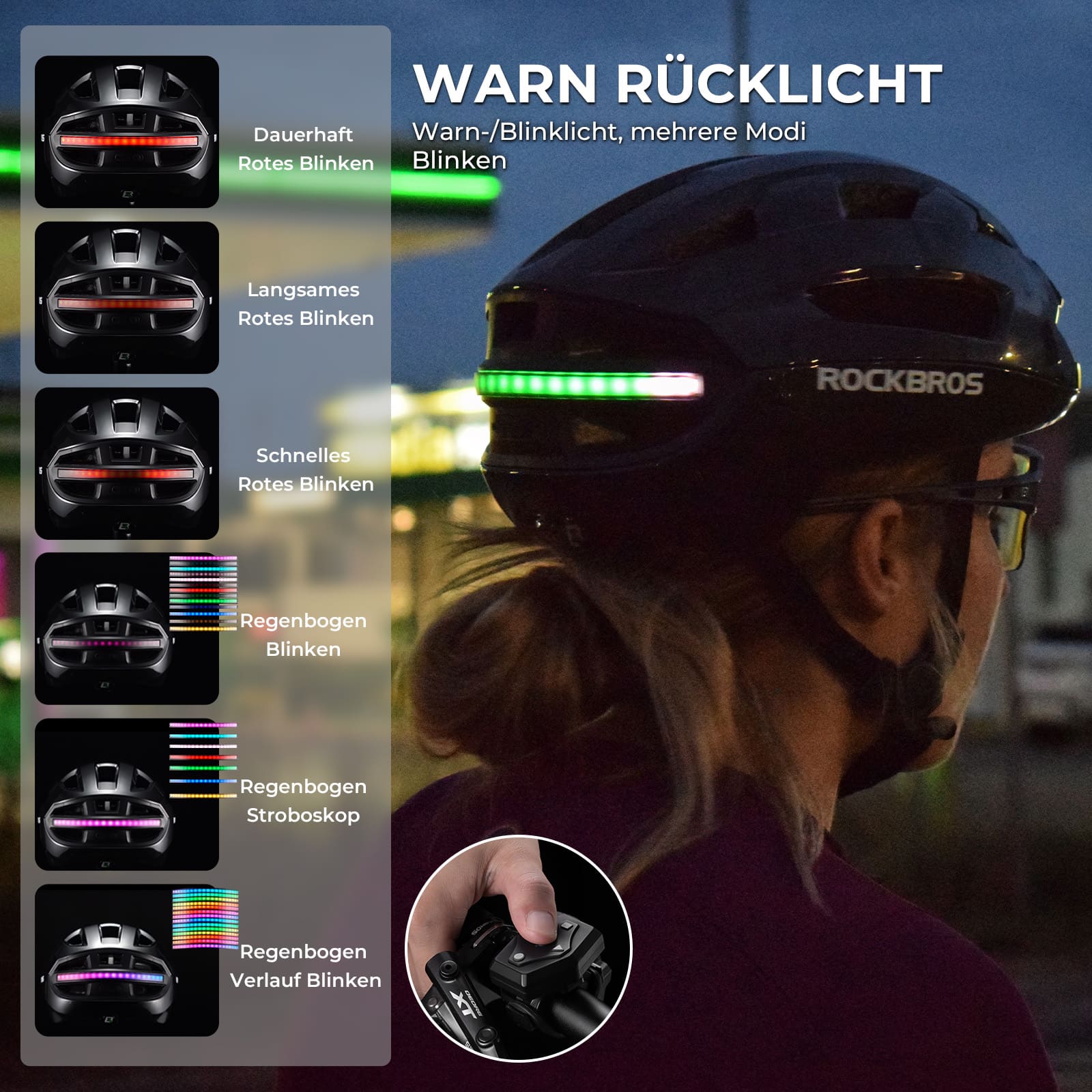 Smart Fahrradhelm mit Licht - ROCKBROS-EU