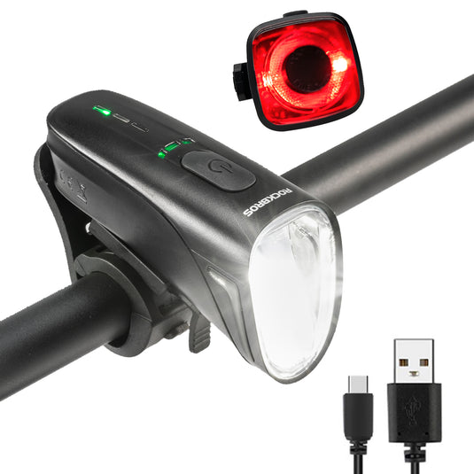 USB-Wiederaufladbares LED-Fahrradlicht Fahrradhupe Handyhalterung