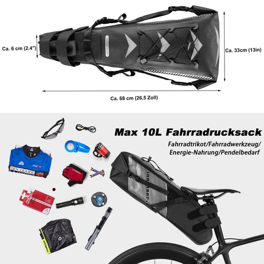 ROCKBROS Fahrrad Satteltasche IPX7 wasserdicht Sitztasche 10L – ROCKBROS-EU