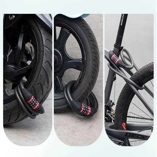ROCKBROS bicycle lock with 5-digit numerical code made of PVC and steel
